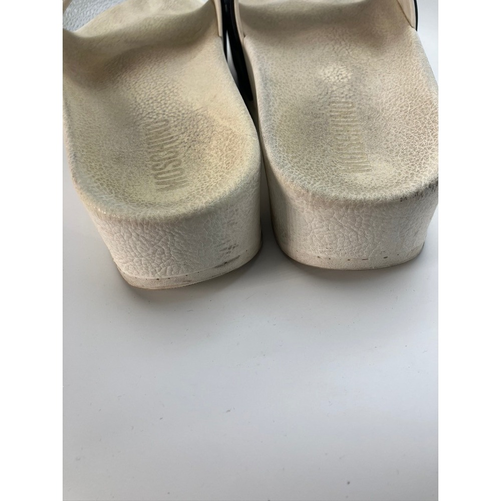 Moschino White Black Logo Platform Slide Sandals Made in Italy Womens Size 39 - Picture 5 of 7